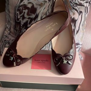 Kate Spade scalloped edge, burgundy color leather ballet flats